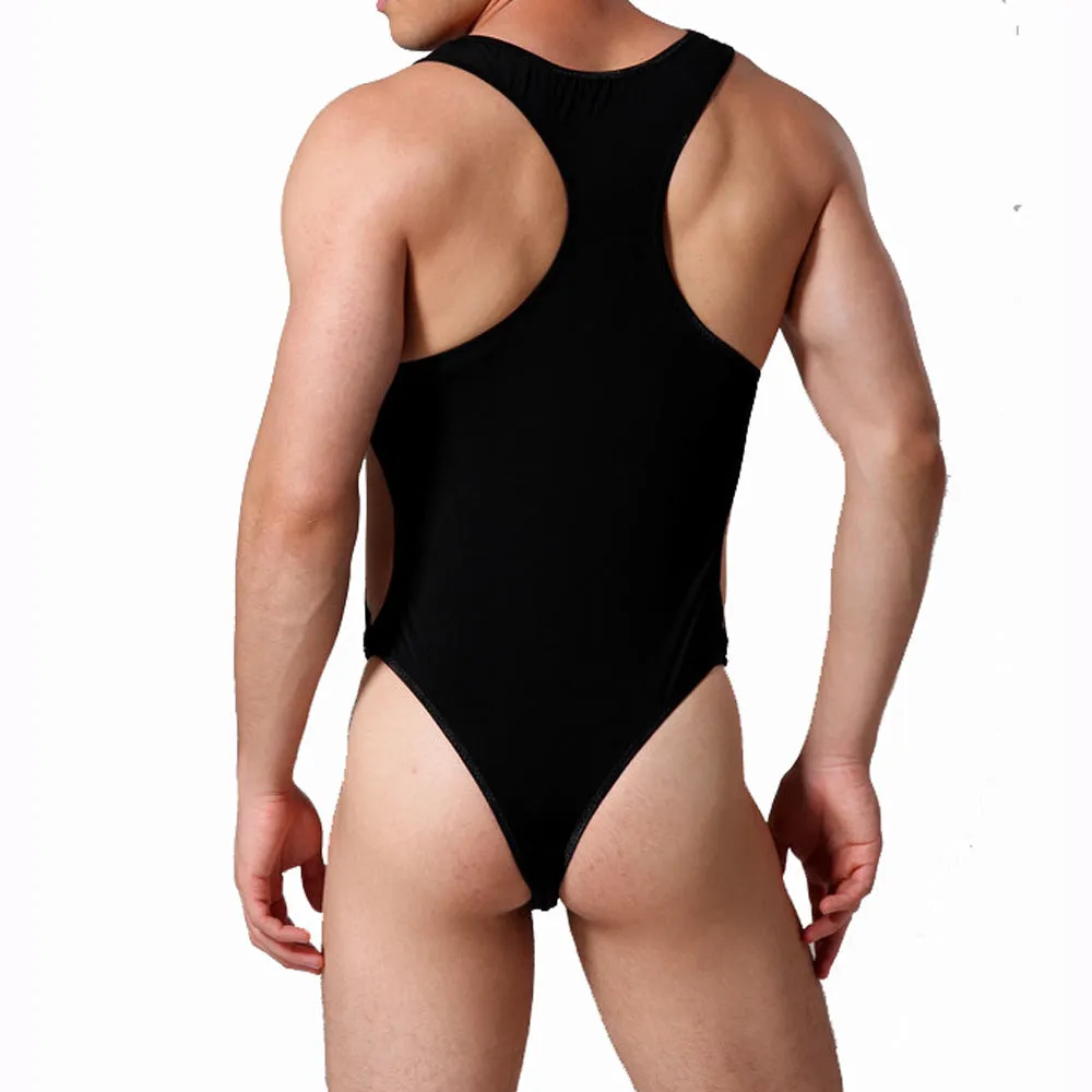 Men's Ultra Thin Ice Silk Cut Out Bodysuits - JEWYEE E664