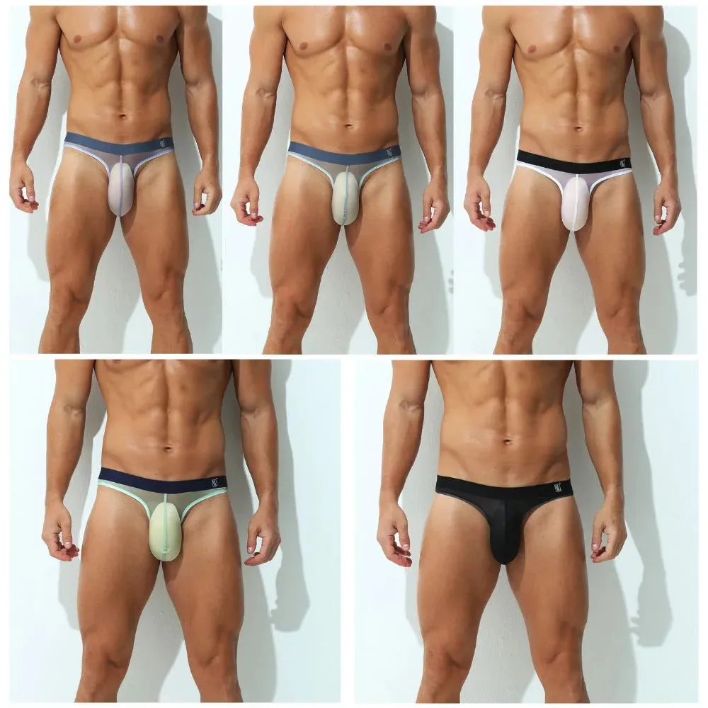 Men's Ultra Thin Ice Silk Low-Rise Briefs (5-Pack) -JEWYEE AY 835
