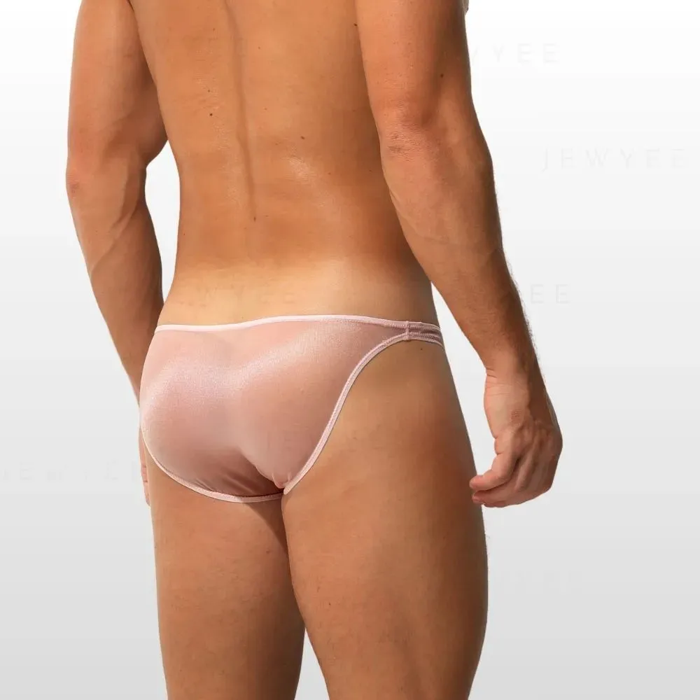 Men's Ultra Thin Ice Silk See-through Briefs Up to Size XXL (5Pack) JEWYEE 827