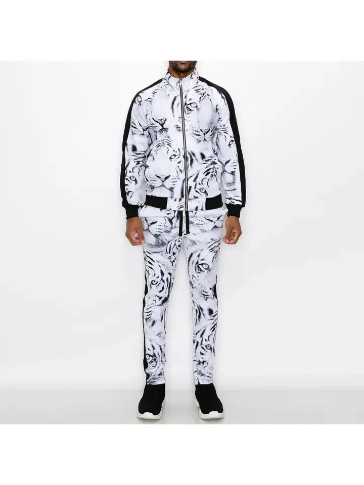 Men's Untamed Ferocious White Tiger White/Black Tracksuit