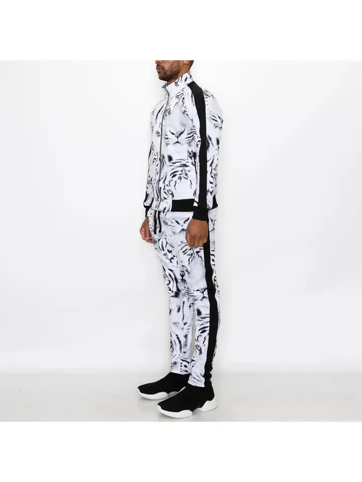 Men's Untamed Ferocious White Tiger White/Black Tracksuit