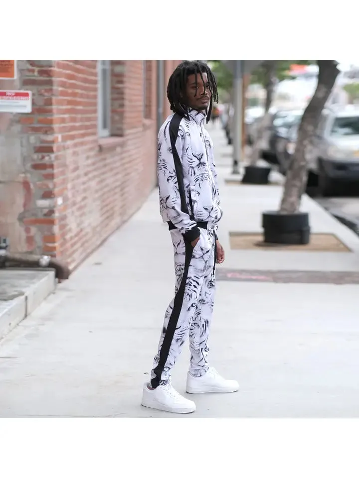 Men's Untamed Ferocious White Tiger White/Black Tracksuit