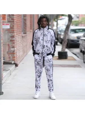 Men's Untamed Ferocious White Tiger White/Black Tracksuit
