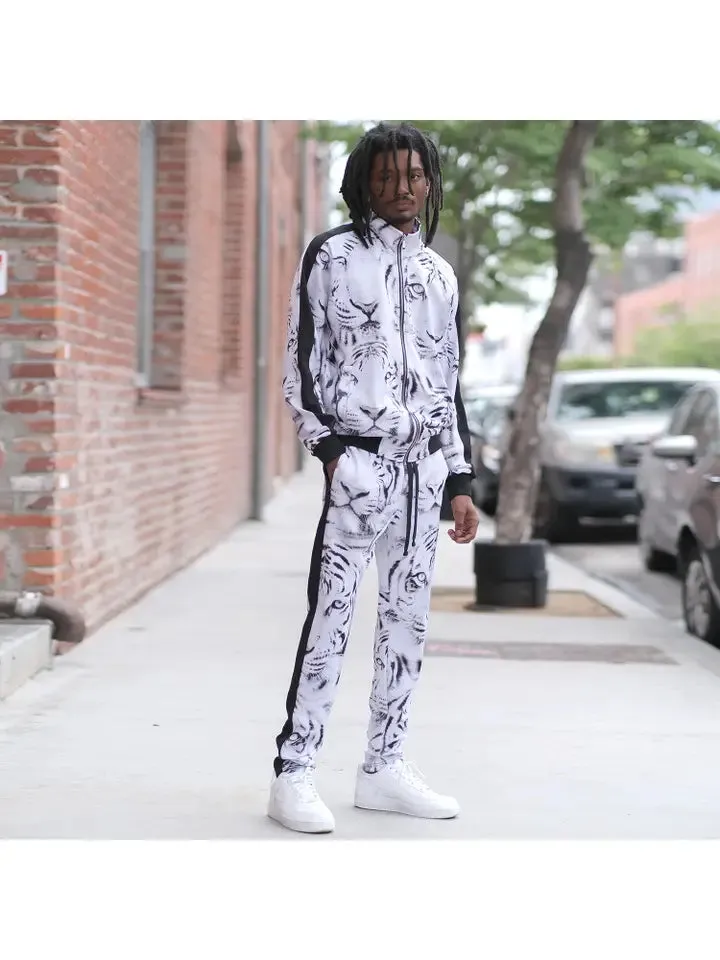 Men's Untamed Ferocious White Tiger White/Black Tracksuit