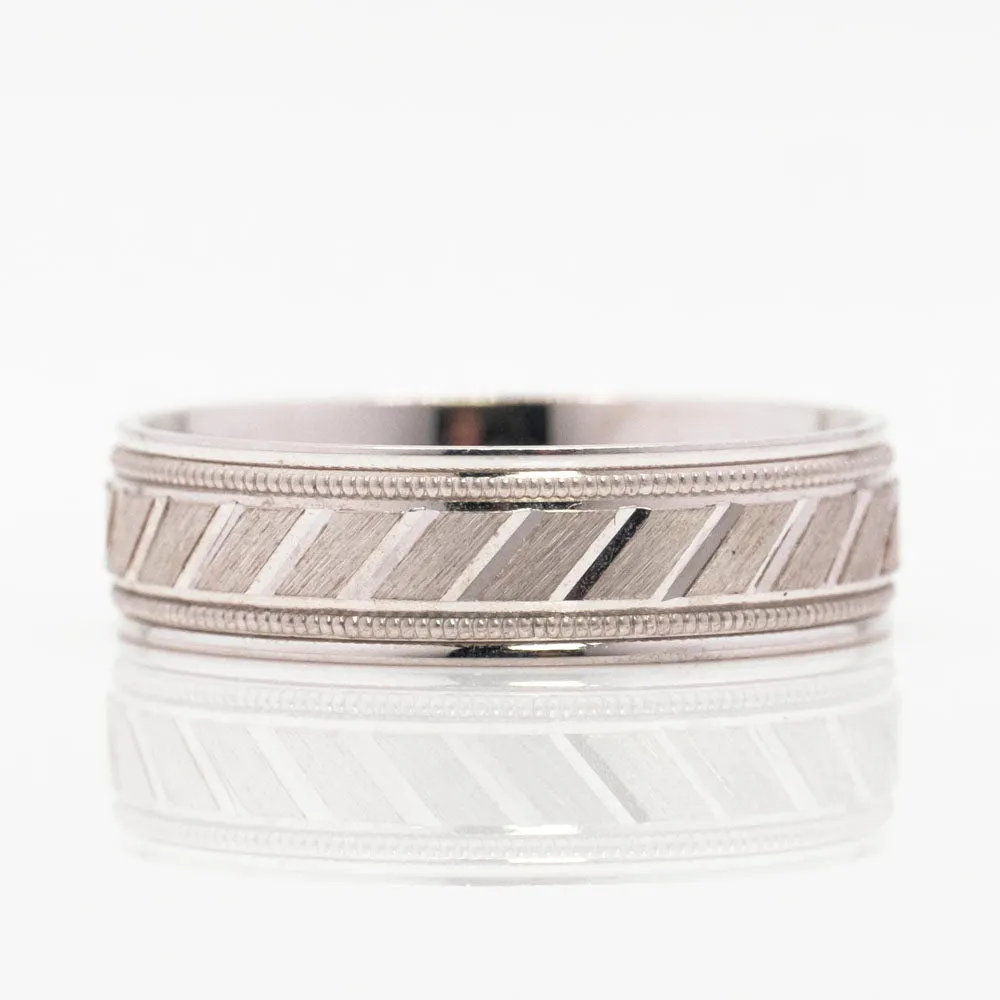 Men's Wedding Band in 14k White Gold