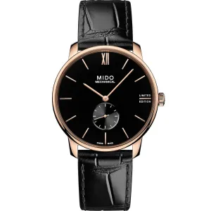 Mido Men's Watch Baroncelli Mechanical Black 39mm Limited Edition Steel Pvd Gold Rose Manual charge M037.405.36.050.00