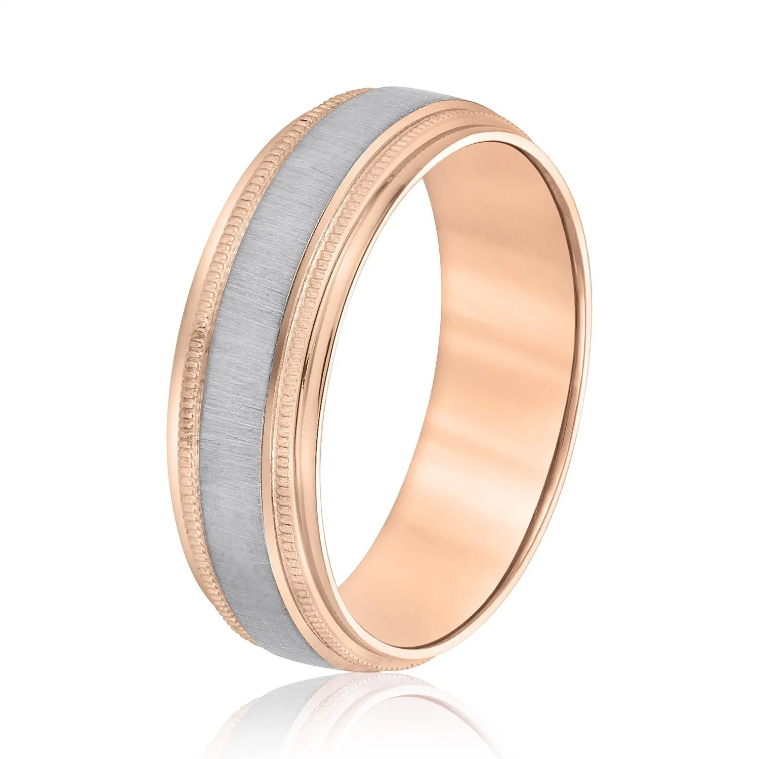 Milgrain Pattern Groove Men's Wedding Band