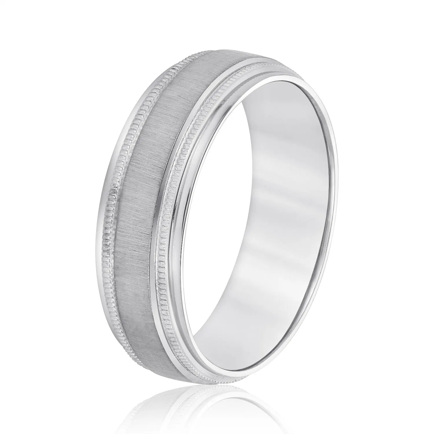 Milgrain Pattern Groove Men's Wedding Band