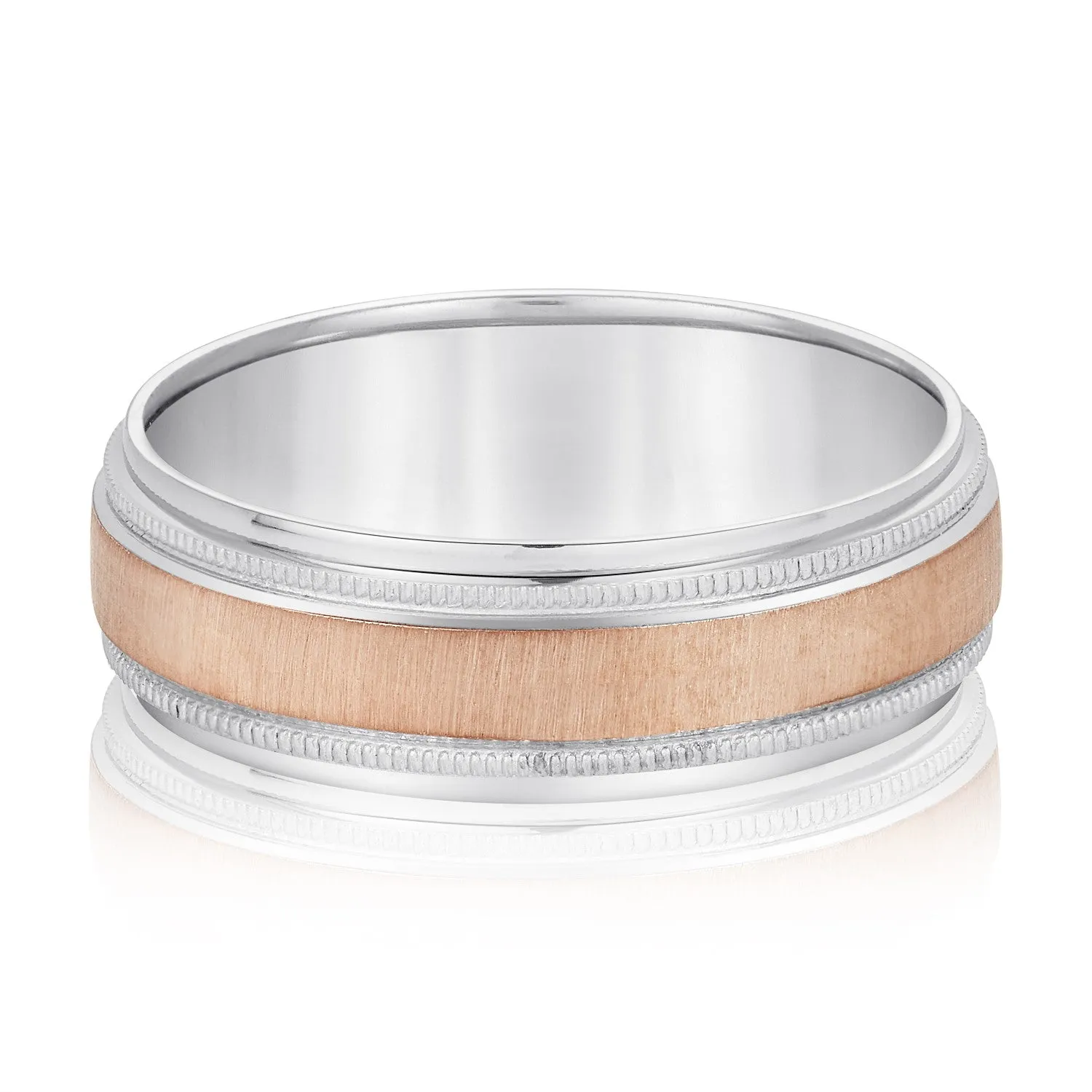 Milgrain Pattern Groove Men's Wedding Band