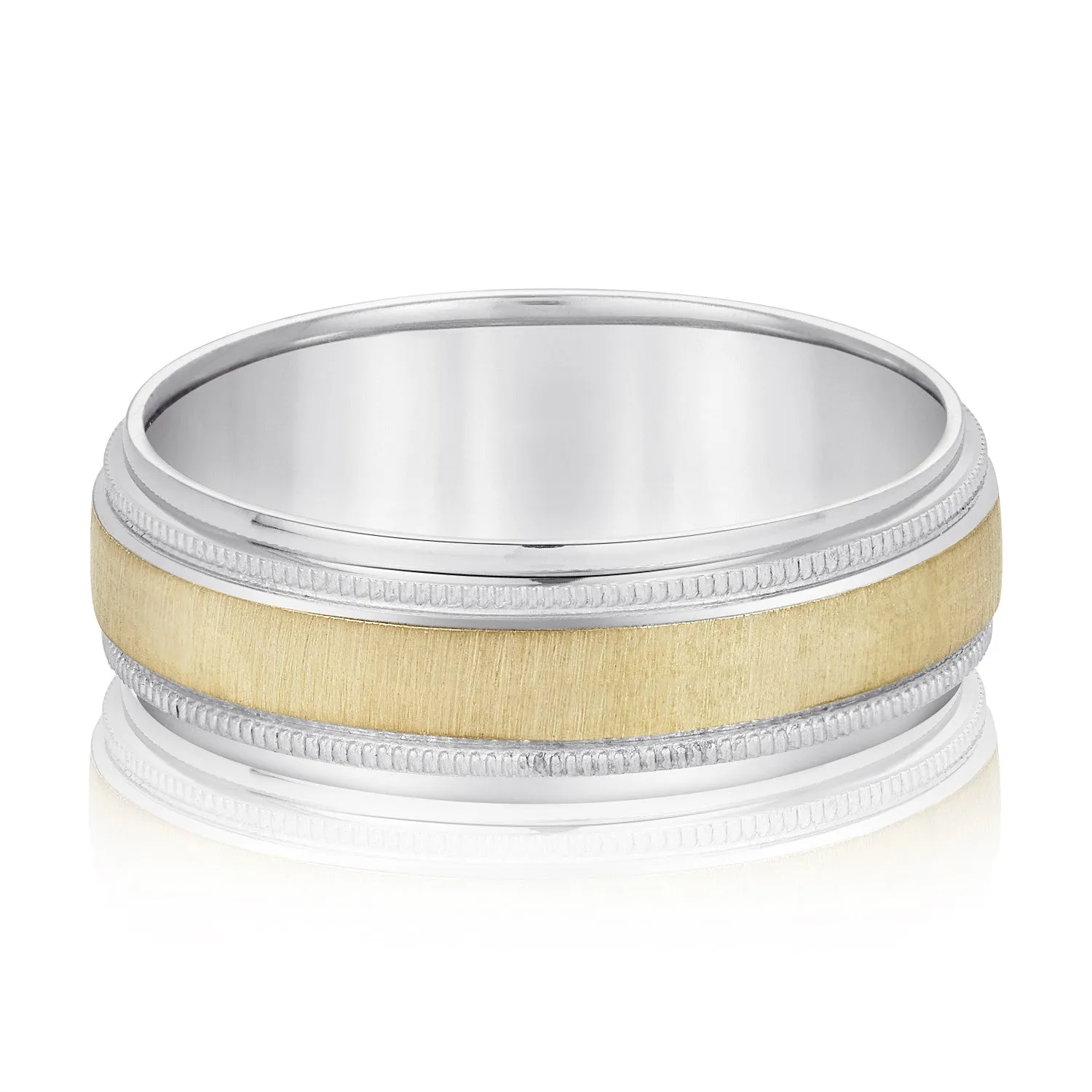 Milgrain Pattern Groove Men's Wedding Band