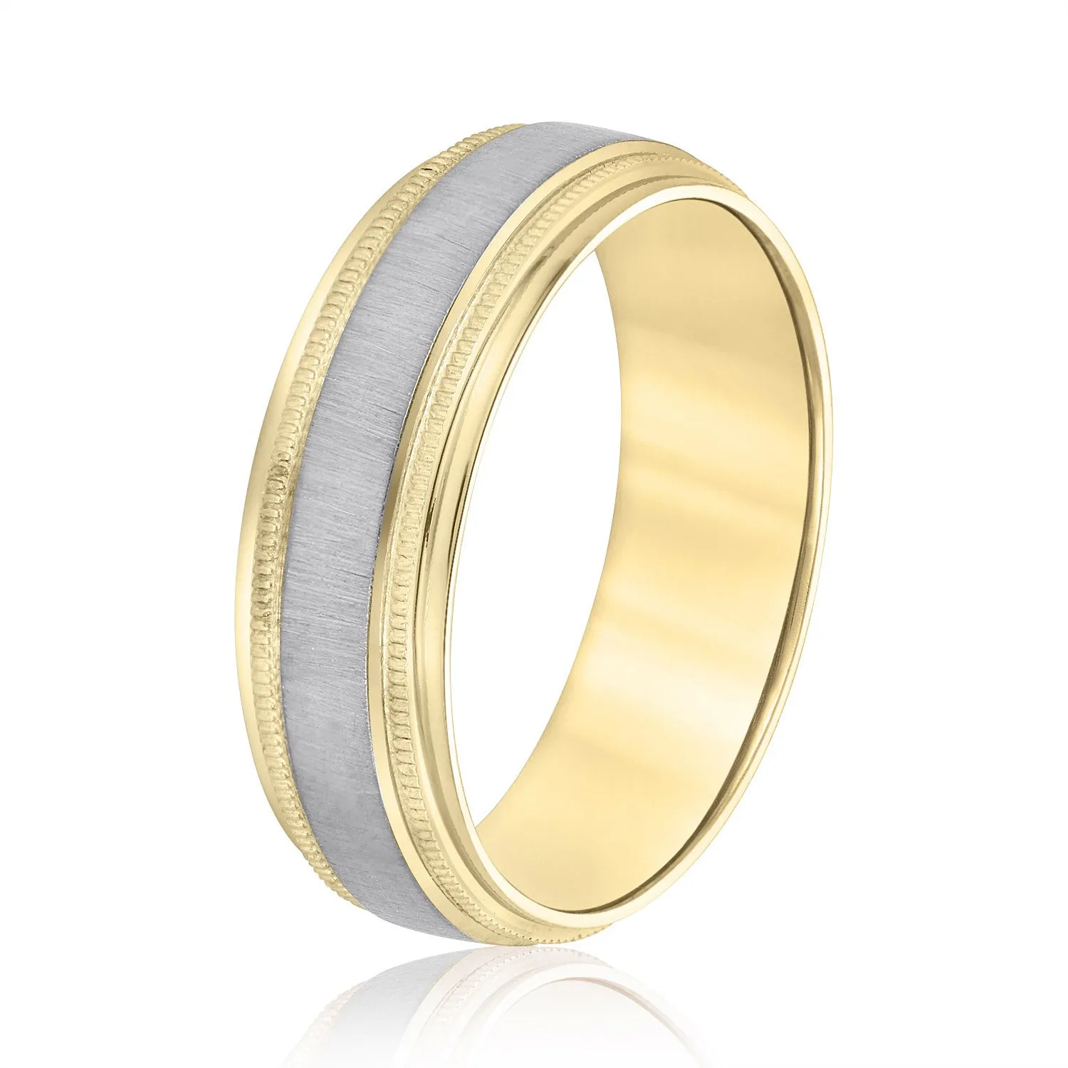 Milgrain Pattern Groove Men's Wedding Band