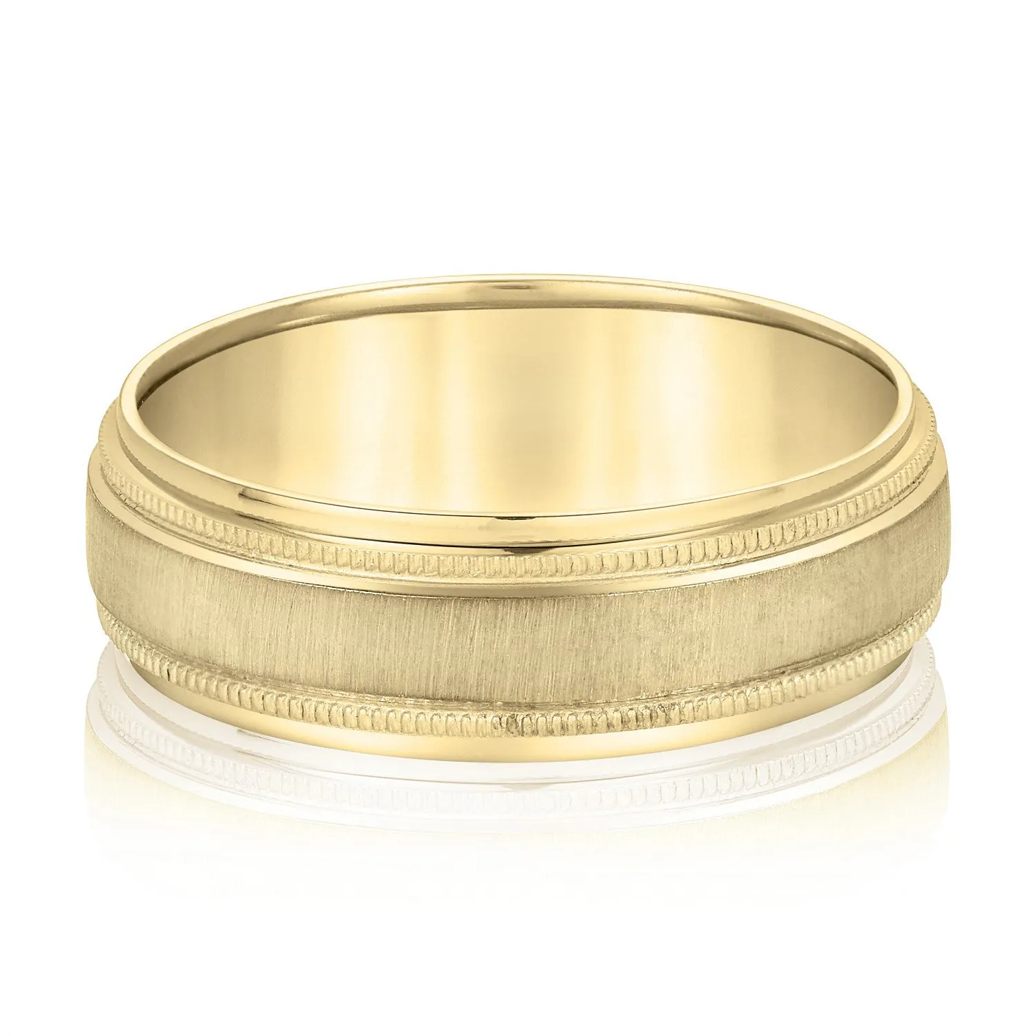 Milgrain Pattern Groove Men's Wedding Band