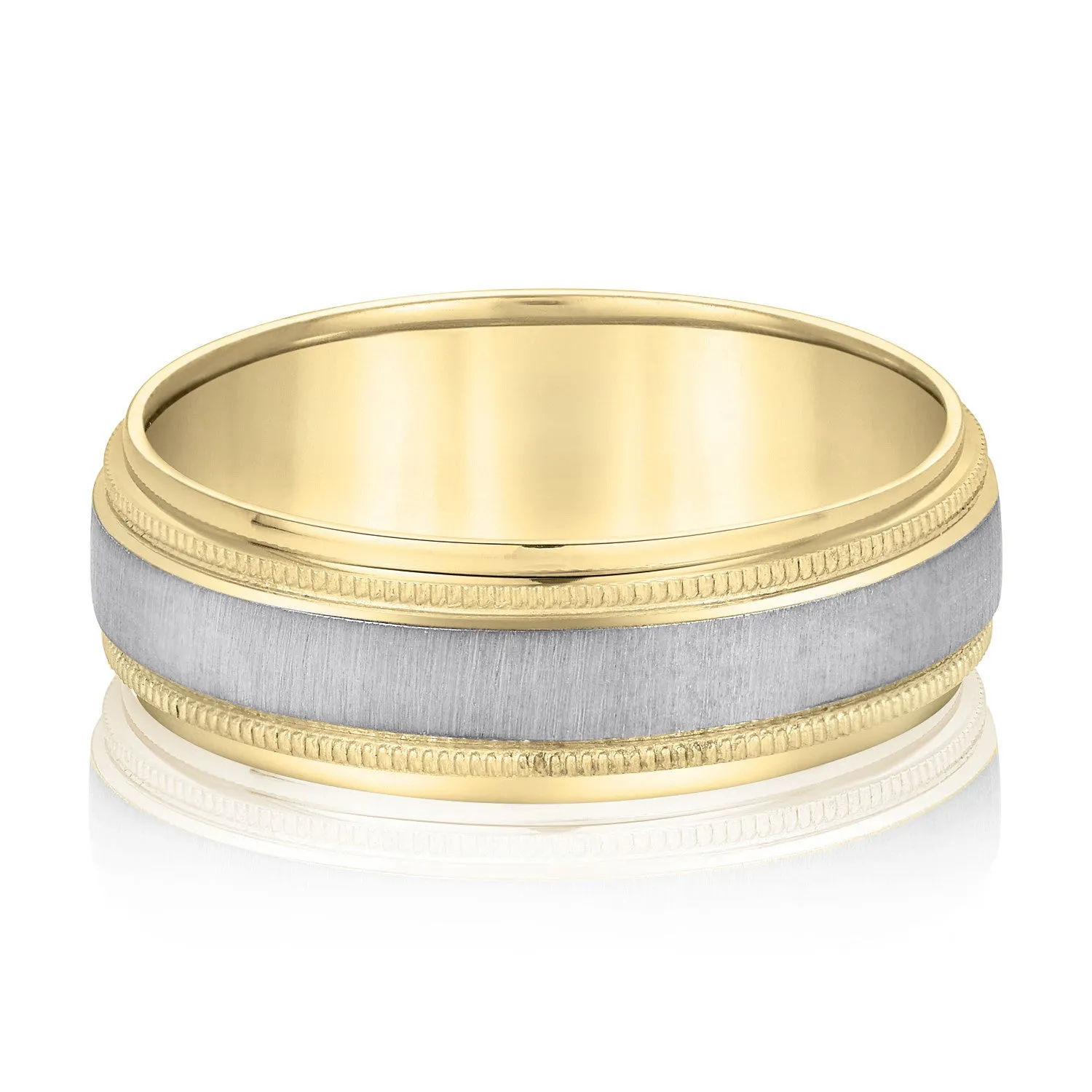 Milgrain Pattern Groove Men's Wedding Band