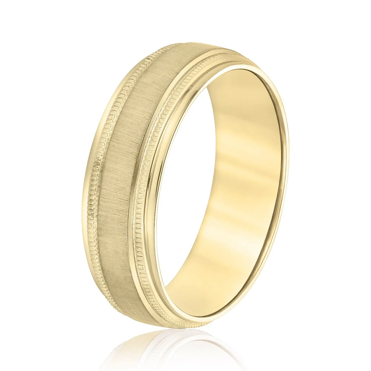 Milgrain Pattern Groove Men's Wedding Band
