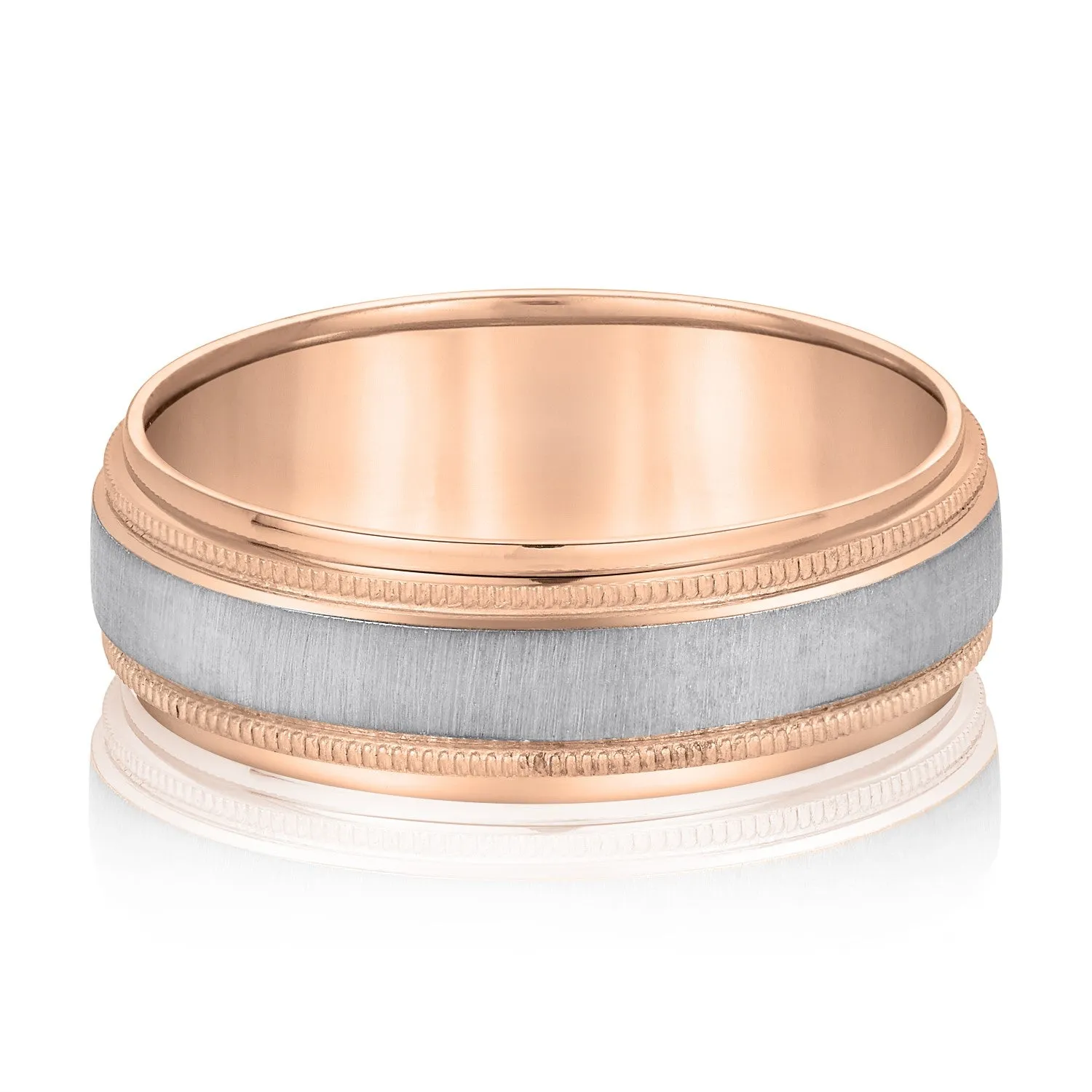 Milgrain Pattern Groove Men's Wedding Band