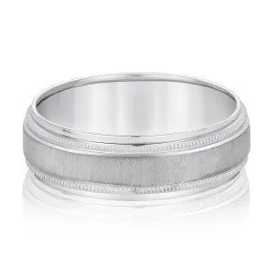 Milgrain Pattern Groove Men's Wedding Band