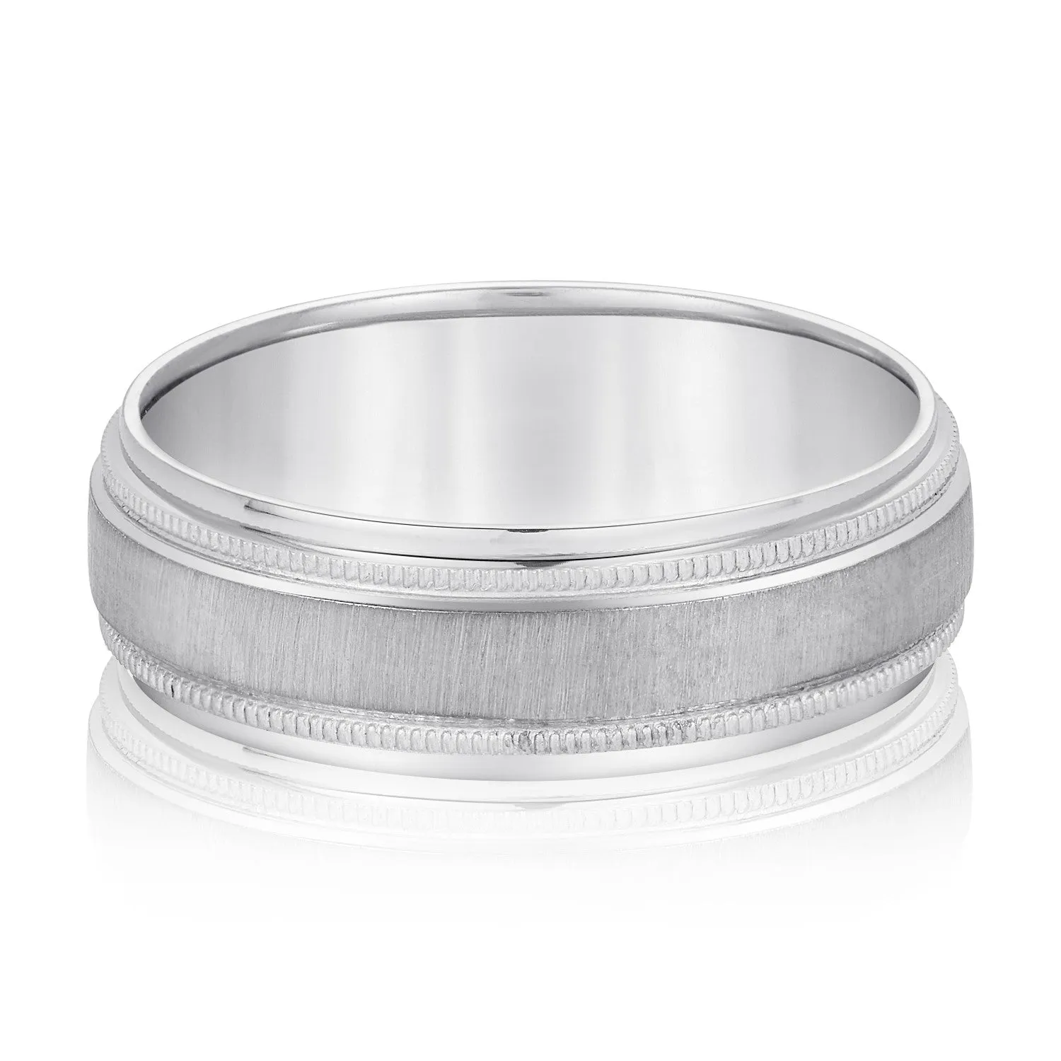 Milgrain Pattern Groove Men's Wedding Band