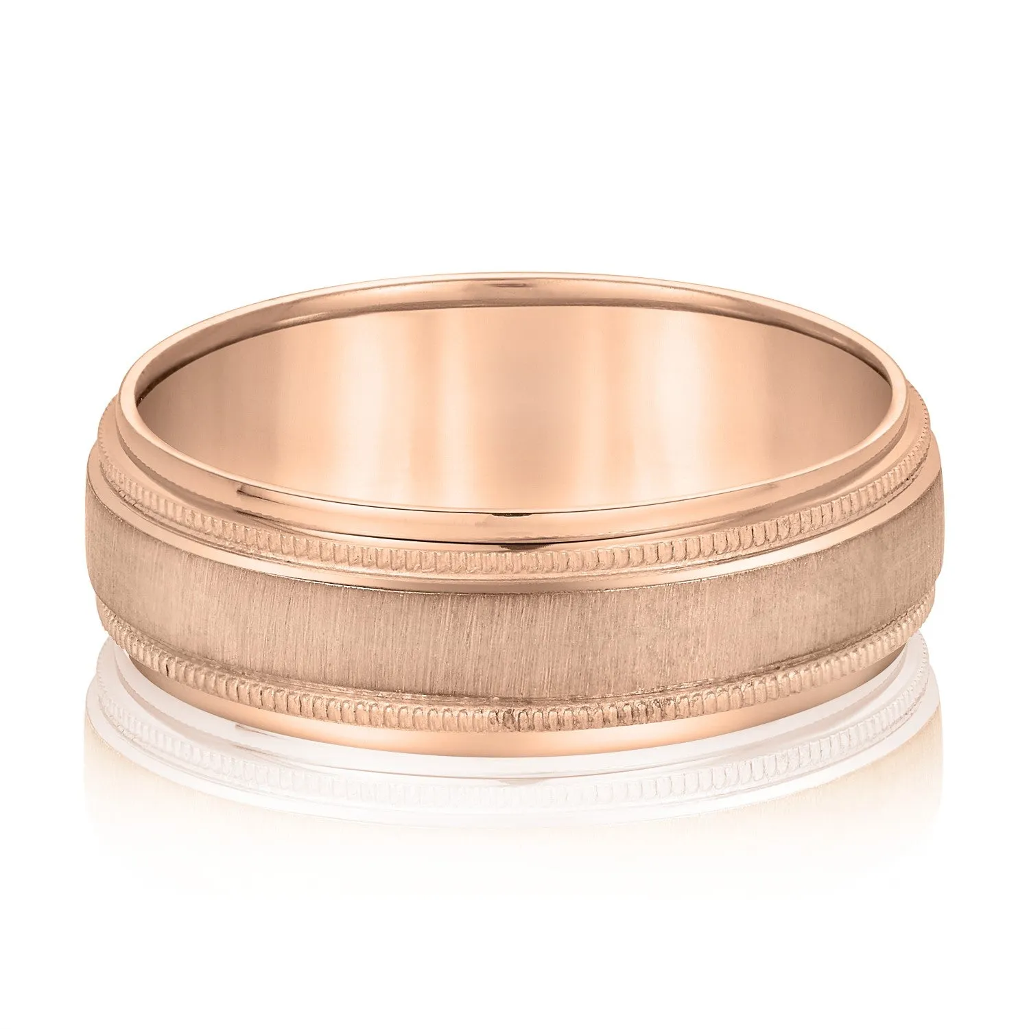 Milgrain Pattern Groove Men's Wedding Band