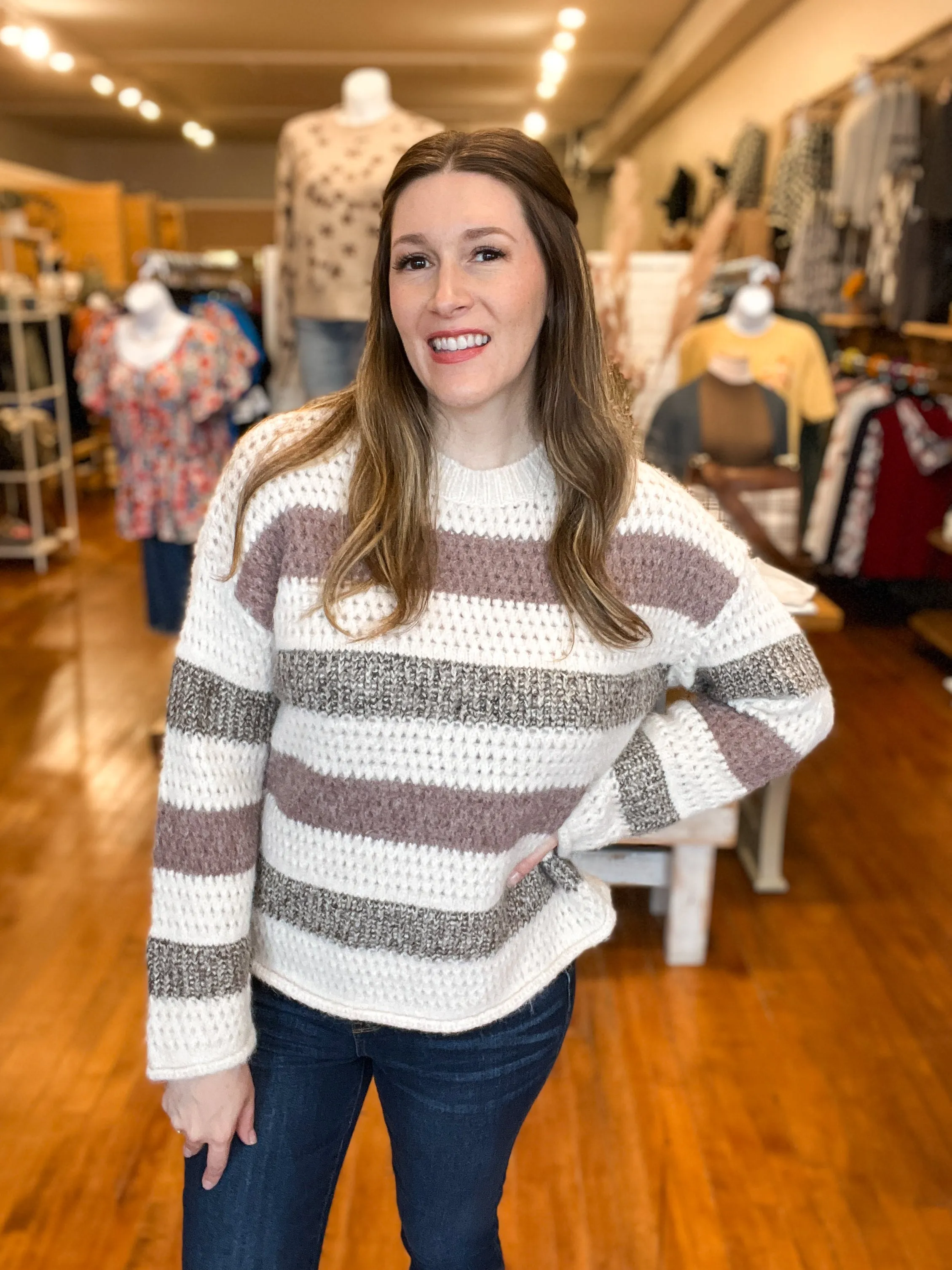 Monica Striped Chunky-Knit Sweater