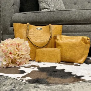 Mustard 3 piece Handbag set