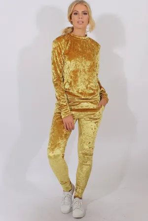 Mustard Crushed Velvet Tracksuit - Romy