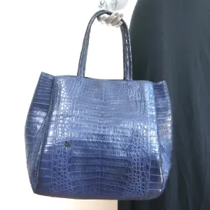 Nancy Gonzalez Crocodile Large Shoulder Bag Tote Navy