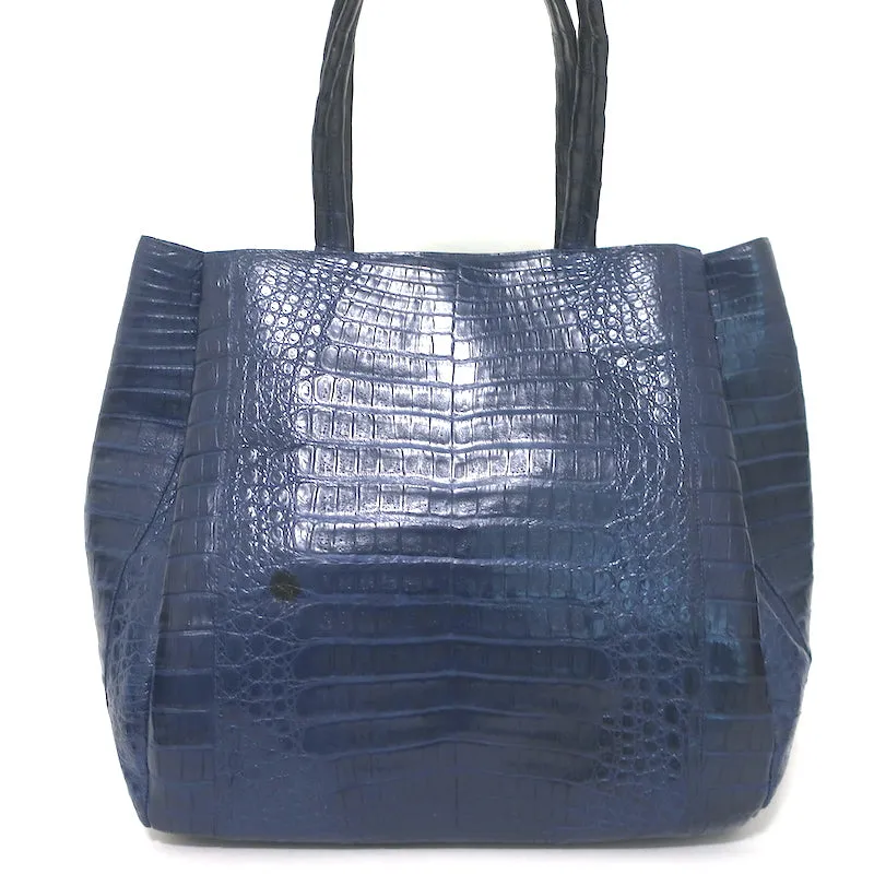 Nancy Gonzalez Crocodile Large Shoulder Bag Tote Navy