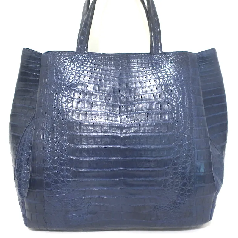 Nancy Gonzalez Crocodile Large Shoulder Bag Tote Navy