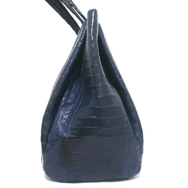 Nancy Gonzalez Crocodile Large Shoulder Bag Tote Navy