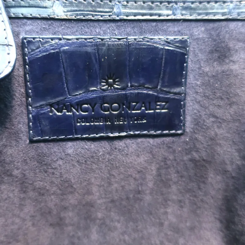 Nancy Gonzalez Crocodile Large Shoulder Bag Tote Navy