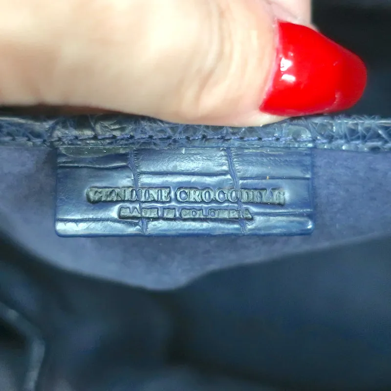 Nancy Gonzalez Crocodile Large Shoulder Bag Tote Navy