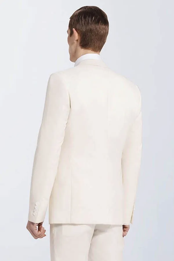 New Arrival Cream Slim Fit Prom Suits Notch Lapel Casual Leisure Suits for Men