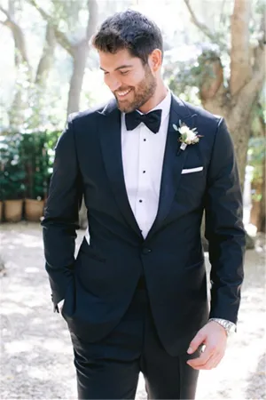 New Slim Fit Peaked Lapel Prom Mens Suits One Button Wedding Tuxedos Online
