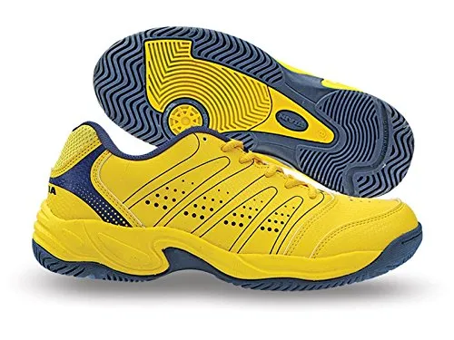Nivia Men's PU Tennis Shoes (Yellow Blue) - 7 UK