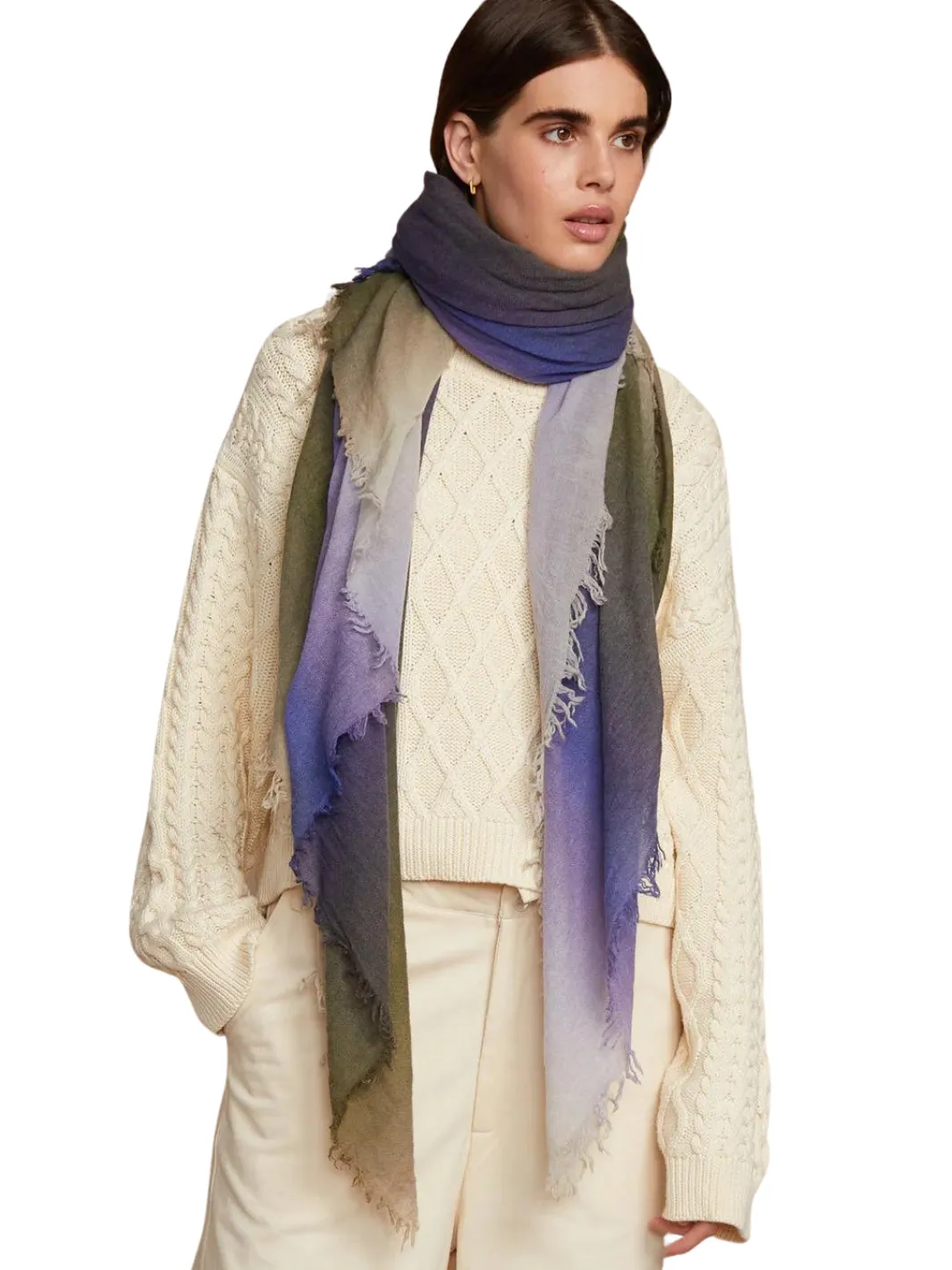 OMBRE CASHMERE SCARF IN DAZZLING BLUE
