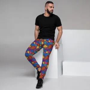 Patterned Men's Joggers | Orange Blue Geometrics