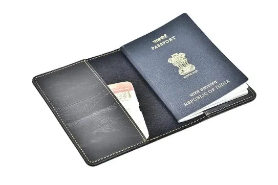 Personalized Tote Bag and Classy Leather Passport Cover - Black