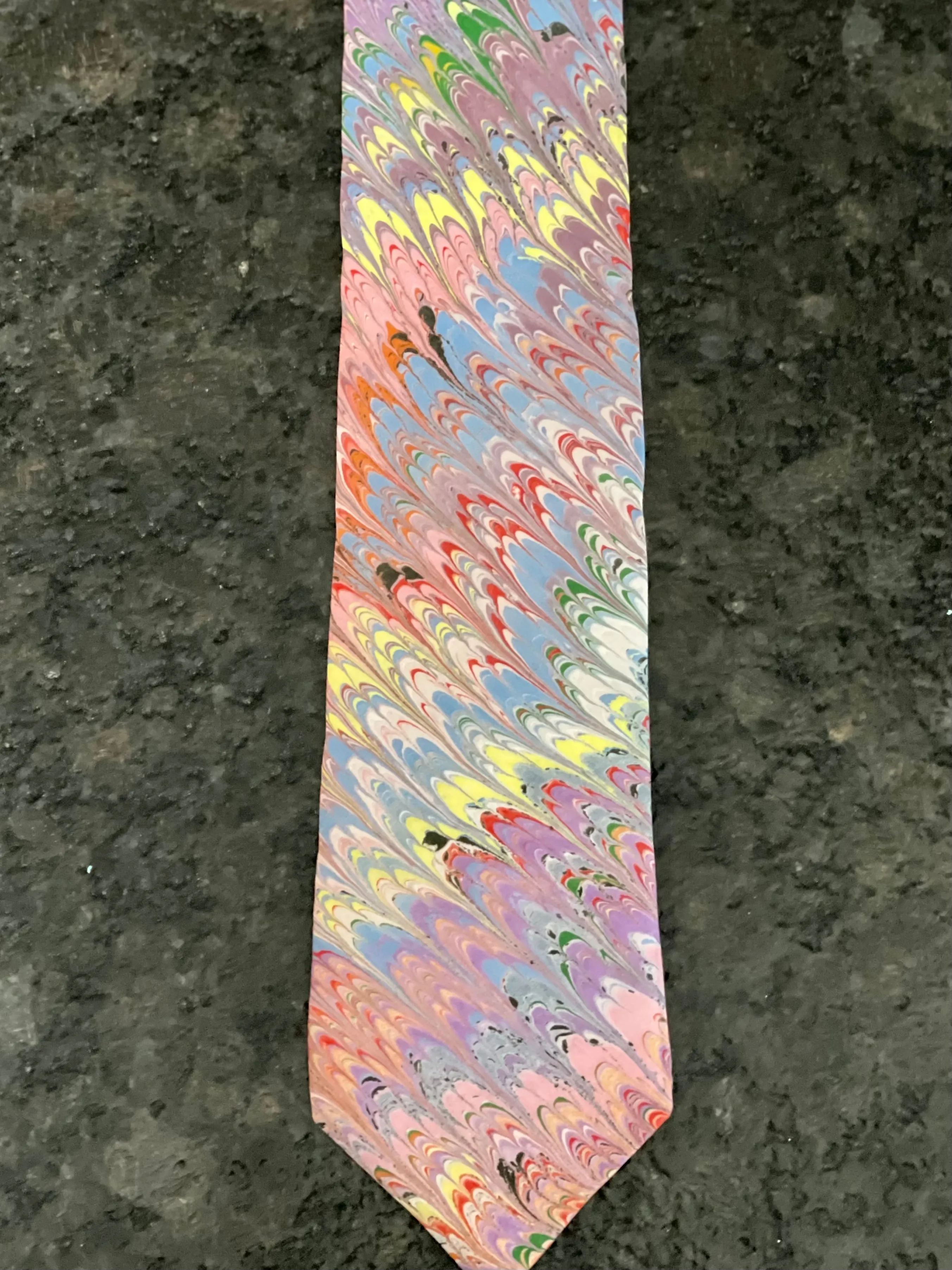 Pink summer double comb 3” Silk Tie  water marbled