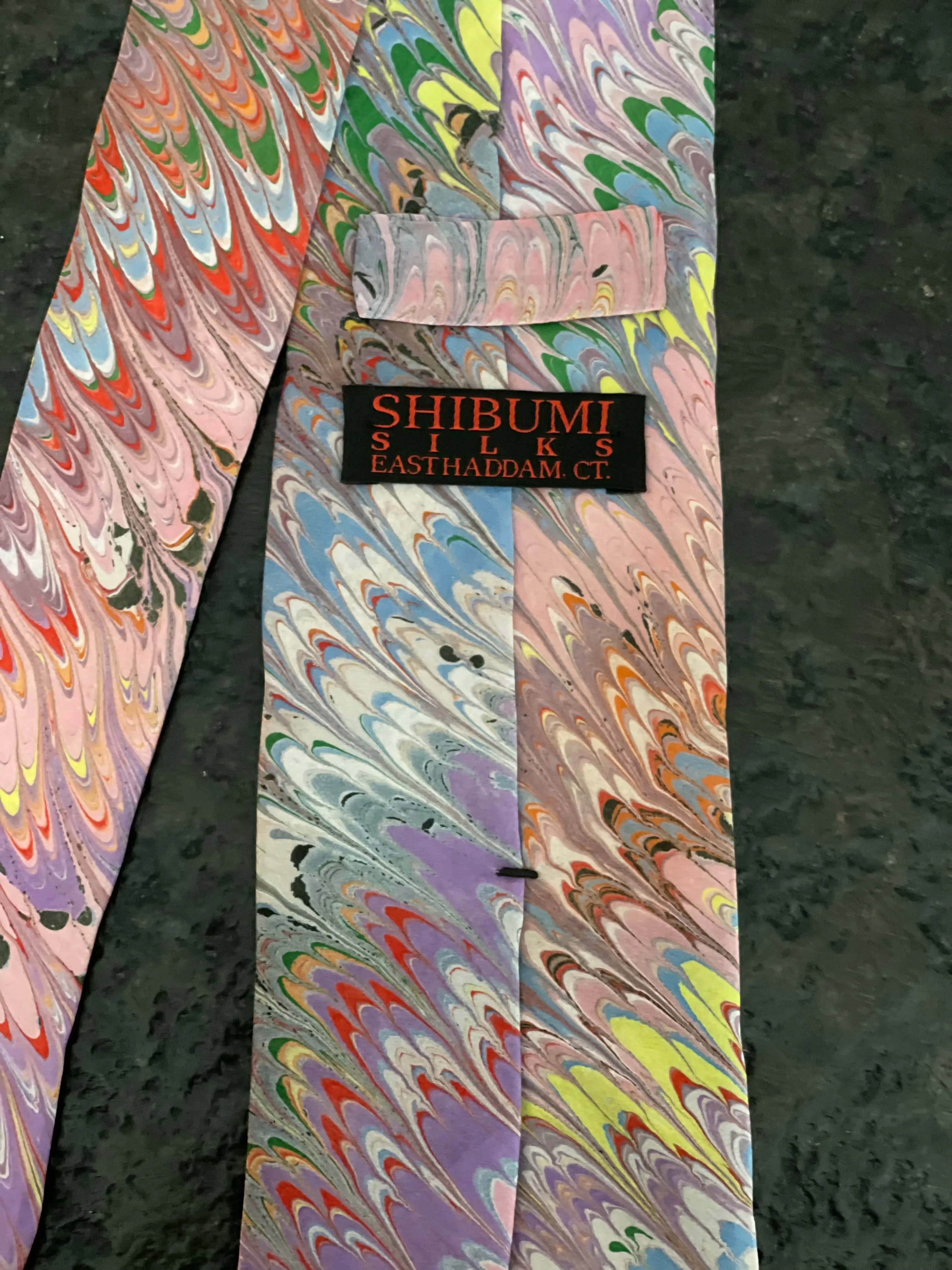 Pink summer double comb 3” Silk Tie  water marbled