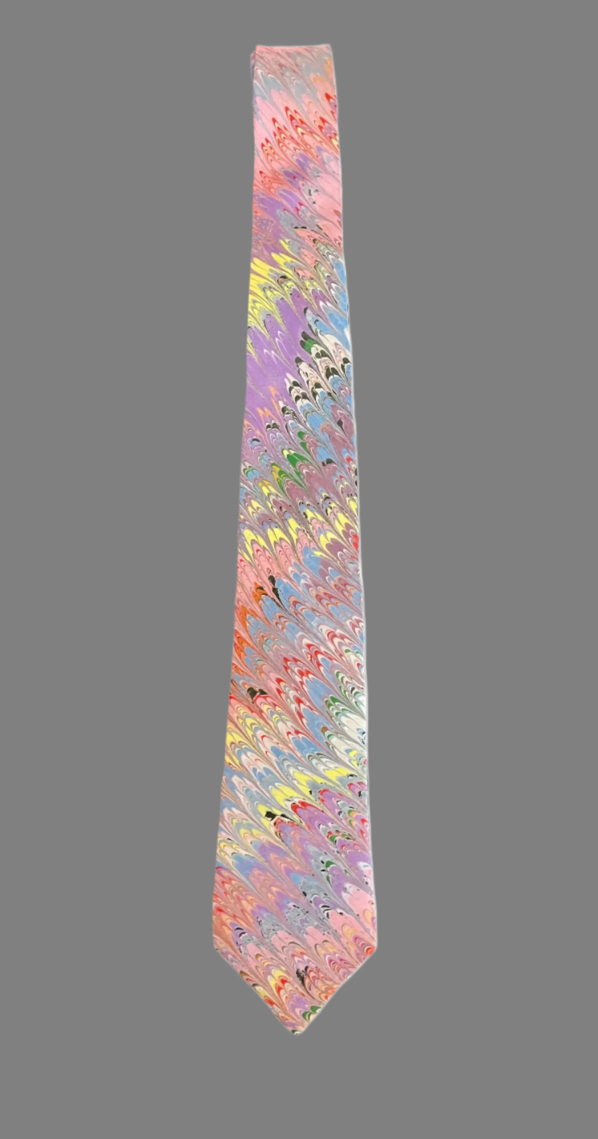 Pink summer double comb 3” Silk Tie  water marbled