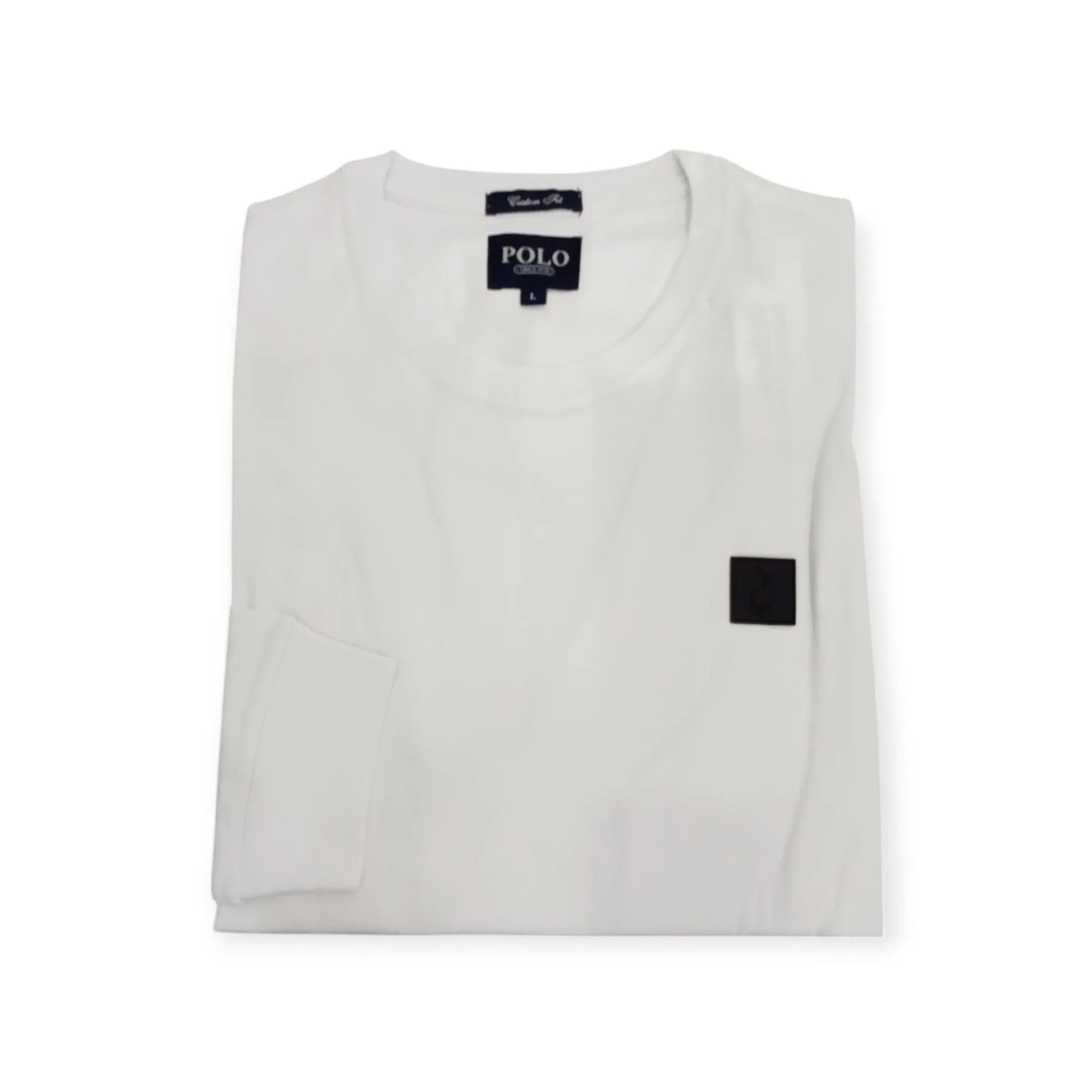 Polo Men's Essential Crew Neck Long Sleeve Tee White