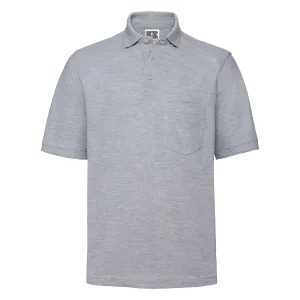 POLO T-Shirt Russell Heavy Duty Cotton Pique Poloshirt Work Golf R011M Grey M
