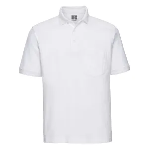 POLO T-Shirt Russell Heavy Duty Cotton Pique Poloshirt Work Golf R011M White M
