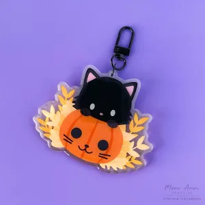Pumpkin Cat Glitter Acrylic Charm