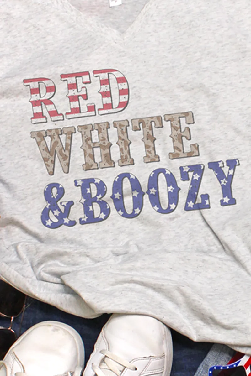 Red White & Boozy Tri-Blend V Neck Tee