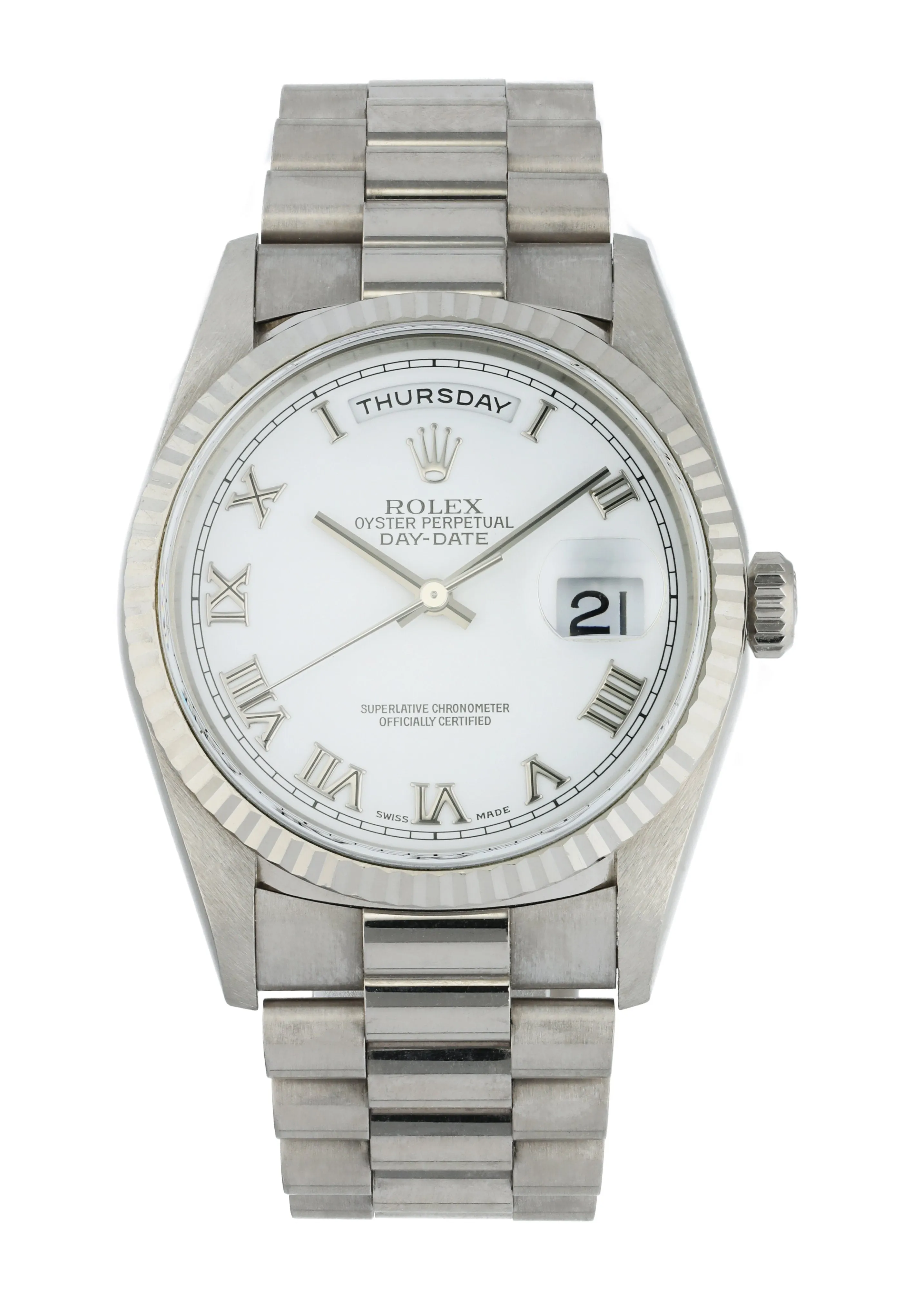 Rolex Day-Date 18239 White Gold Men's Watch Box & Papers