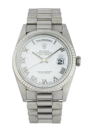 Rolex Day-Date 18239 White Gold Men's Watch Box & Papers