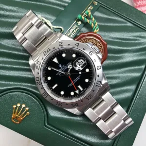 Rolex Explorer II 16570 Stainless Steel GMT Oyster F Serial Wristwatch Box Papers Circa 2003