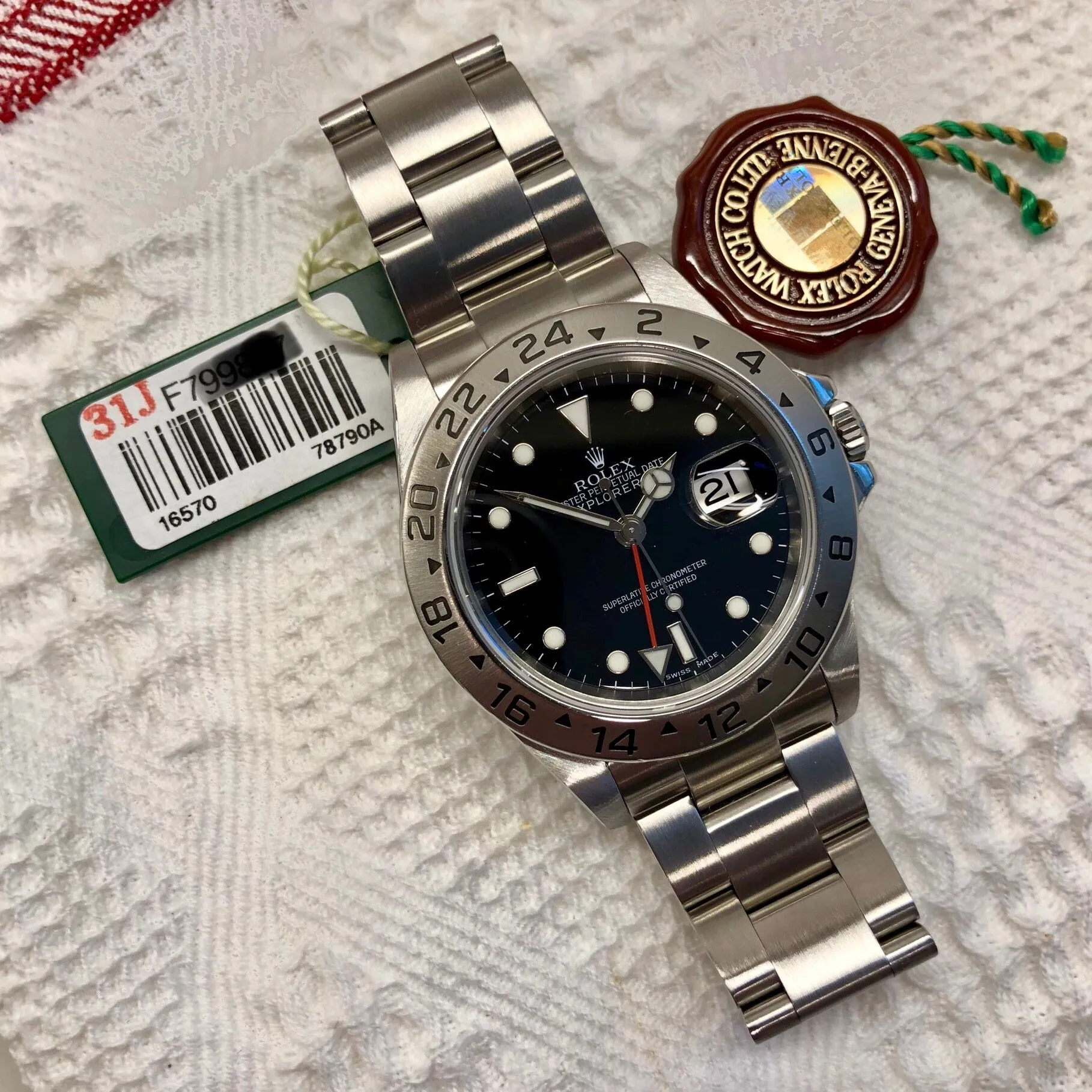 Rolex Explorer II 16570 Stainless Steel GMT Oyster F Serial Wristwatch Box Papers Circa 2003