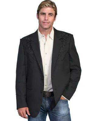 Scully Black Floral Tonal Embroideried Men's Sport Coat